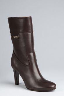 Celine Dark Brown Leather Logo Boots - Lyst