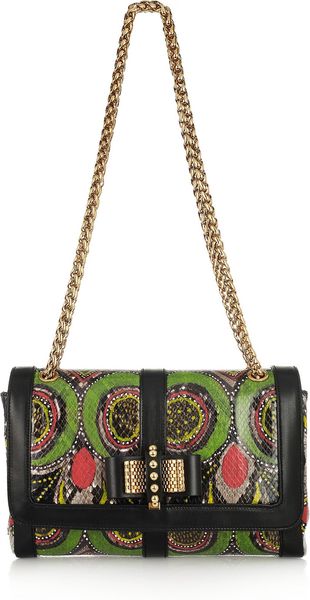Christian Louboutin Sweet Charity Small Printed Python Shoulder Bag - Lyst
