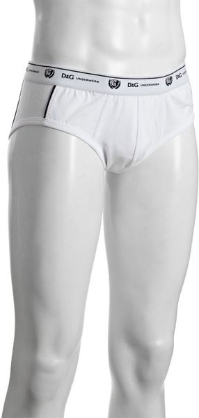 D&G White Stretch Cotton Logo Crest Band Briefs - Lyst