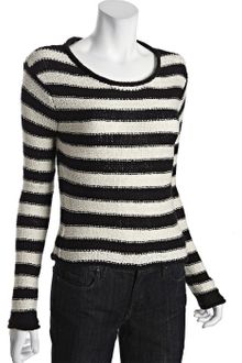 Free People Ivory and Black Stripe Cotton Blend Shake and Roll Sweater - Lyst