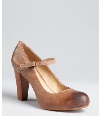 Frye Tan Leather Miranda Stacked Heel Mary Janes - Lyst