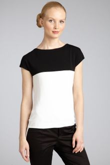 Gucci White and Black Deep Cowl Neck Top - Lyst