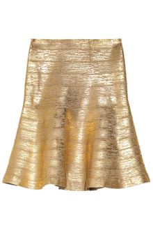Hervé Léger Metalliccoated Bandage Flared Skirt - Lyst