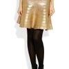 Hervé Léger Metalliccoated Bandage Flared Skirt in Gold (champagne) - Lyst