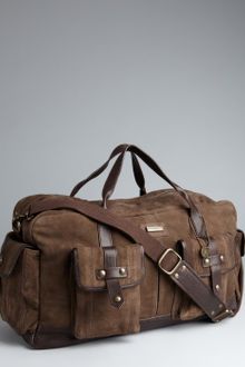 John Varvatos  Washed Suede and Leather Large Duffel Bag - Lyst