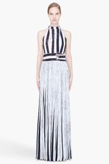 Kenzo White Pleated Marble Print Halter Dress
