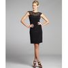 Marchesa Black Matte Silk Cap Sleeve Lace Top Dress in Black - Lyst