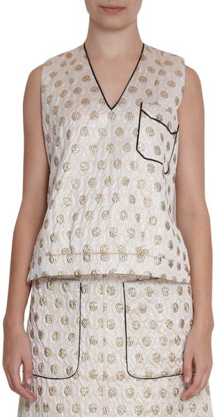Marni Jacquard Vneck Top - Lyst