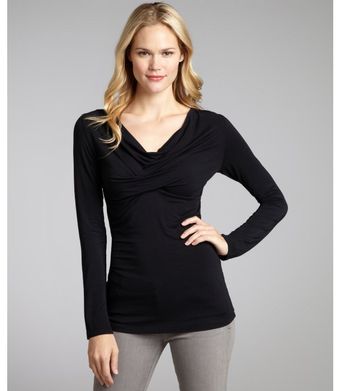 Rebecca Beeson Black Cotton Cowl Neck Long Sleeve Top - Lyst