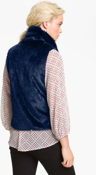 Steve Madden Faux Fur Vest in Blue (midnight navy) | Lyst