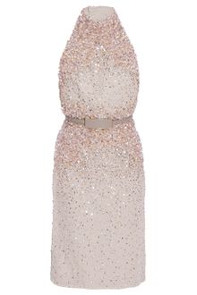 Elie Saab Halter Beaded Shift Dress - Lyst