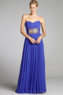 Notte By Marchesa Blueberry Silk Chiffon Strapless Embellished Center Gown - Lyst