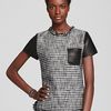 Rebecca Taylor Top Short Sleeve Tweed with Patch Pocket in Black - Lyst
