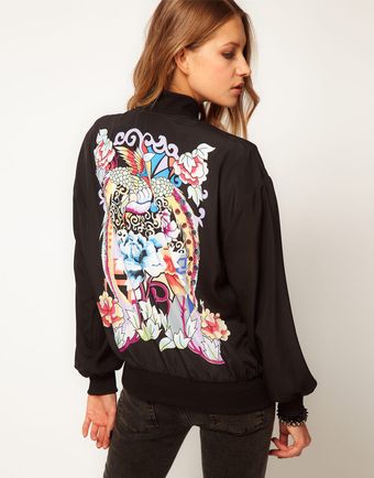 ASOS Collection Asos Bomber Jacket with Empire Print Back - Lyst