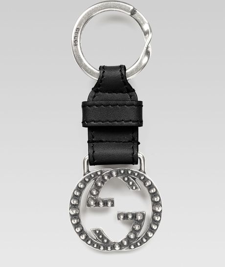 Gucci Studded Interlocking G Key Chain in Black for Men | Lyst