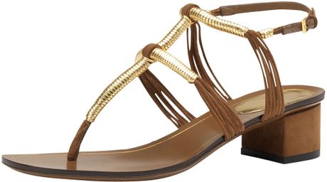 Gucci Low Heel Thong Sandal in Brown (tobacco) | Lyst