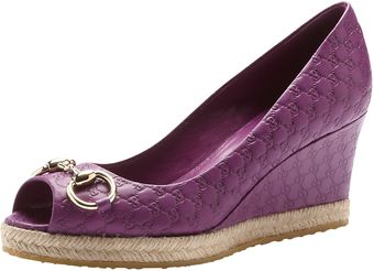 Gucci Guccissima Leather Wedge Pump - Lyst