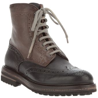 Santoni Brogue Boot - Lyst