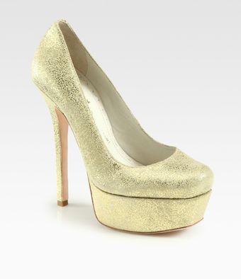 Alice + Olivia Larimore Metallic Suede Platform Pumps - Lyst