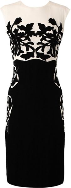 Bottega Veneta Silk Dress with Velvet Applique - Lyst
