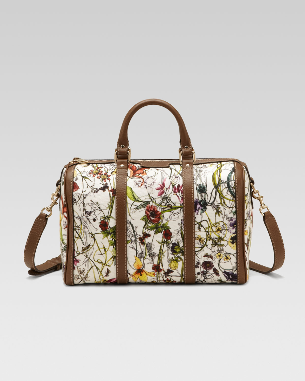 Gucci Vintage Web Floral Canvas Boston Bag in Floral | Lyst