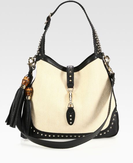Gucci New Jackie White Straw Shoulder Bag in White - Lyst