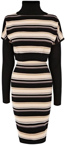 Karen Millen Blanket Stripe Knit Dress - Lyst