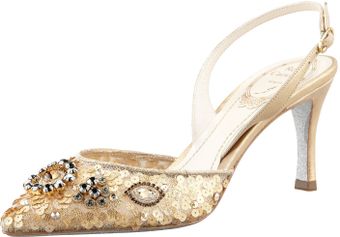 Rene Caovilla Sequined Beaded Halter Pump - Lyst