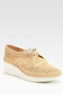 Robert Clergerie Vicole Crochet Raffia Laceup Wedge Oxfords - Lyst