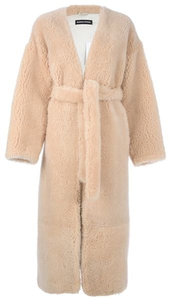 Sonia Rykiel Belted Fur Coat - Lyst