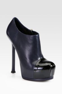 Yves Saint Laurent Tribtoo Leather Patent Leather Platform Ankle Boots - Lyst