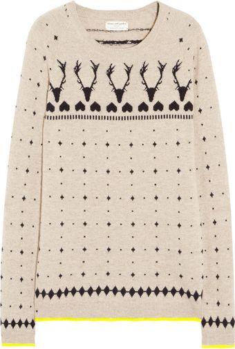 Chinti And Parker Reindeer Intarsia Cashmere Sweater - Lyst
