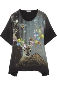 Emma Cook Festive Fawn Printed Silk Crepe De Chine Top - Lyst