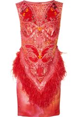 Matthew Williamson Swarovski Crystal Embellished Printed Silk Dress