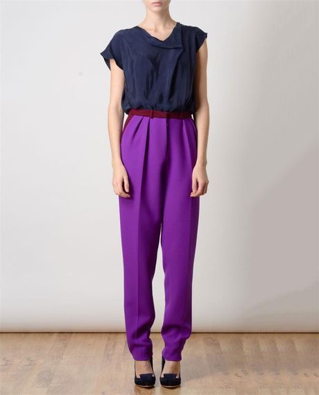 purple tailored trousers