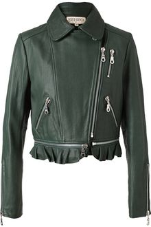 Kenzo Stitched Leather Biker Jacket - Lyst