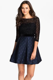 Taylor Dresses Burnout Bodice Jacquard Fit Flare Dress - Lyst