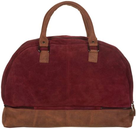 red leather holdall