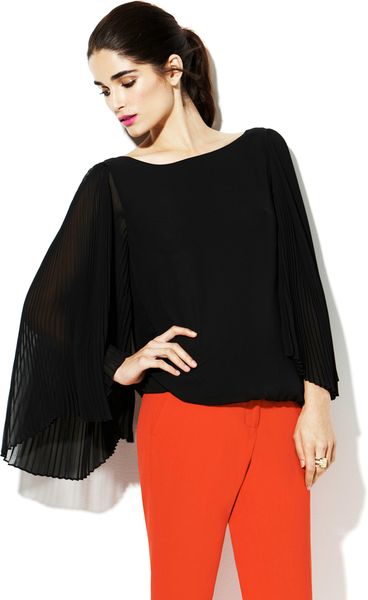 vince camuto pleated sleeve blouse