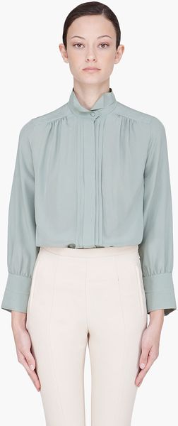 Chloé Seafoam Green Silk Blouse - Lyst