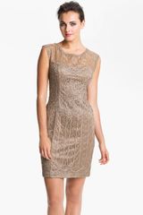 Sue Wong Embroidered Illusion Yoke Tulle Dress