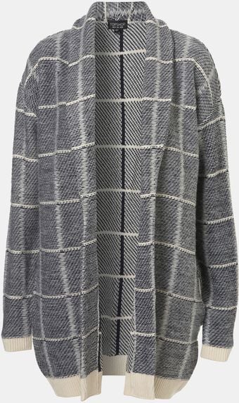 Topshop Brushed Grid Cardigan - Lyst