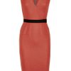 Victoria Beckham Belted Stretch Woolblend Dress in Red - Lyst