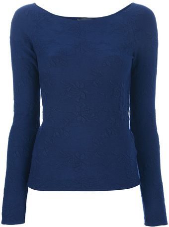 Emporio Armani Floral Knit Top - Lyst