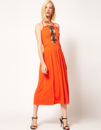 Sophia Kokosalaki Motif Lace Insert Midi Dress - Lyst
