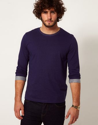 Asos Asos Three Quarter Sleeve Top with Rolled Sleeves - Lyst