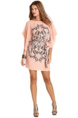BCBGMAXAZRIA Lois Highneck Shortsleeve Printed Tie
