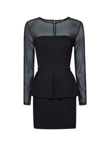Mango Sheer Panel Peplum Dress - Lyst