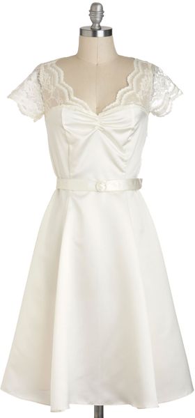 ModCloth Black Tie Optimal Dress in Ivory - Lyst