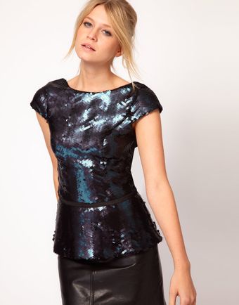 Oasis Sequin Peplum Top - Lyst